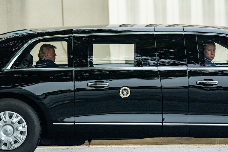 President Donald Trump departs Walter Reed National Military Medical Center, Tuesday, May 26, 2026, in Bethesda, Md.