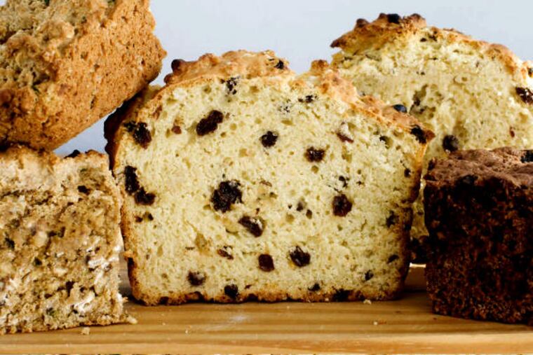Variations: (from left), oatmeal-rye with herbs and walnuts, Irish, double chocolate cherry.