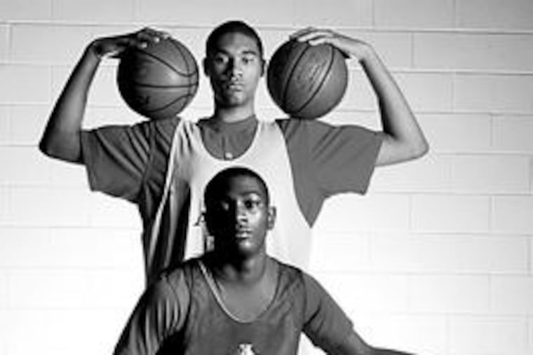 Savon Goodman (front) and Malcolm Gilbert, underclassmen at the Academy of New Church, are on the radar of recruiters.