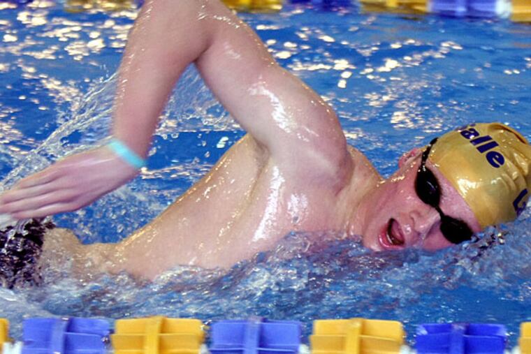 La Salle junior Kyle Shurmur works on his freestyle stroke at practice. (Lou Rabito/Staff)