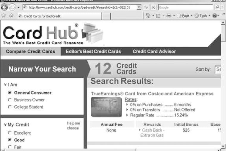CardHub.com is among sites that track hundreds of credit card offers - even "0%" teaser rates.