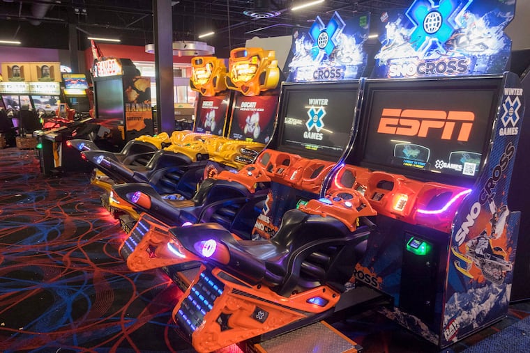 Arcade game consoles at Round One's location at the Exton Square Mall.