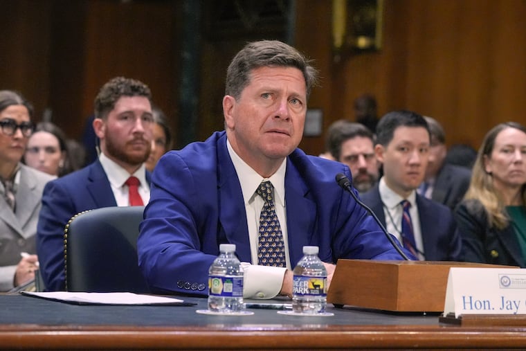 Jay Clayton testifies during a Senate Intelligence Committee confirmation hearing to be the next Director of National Intelligence on Capitol Hill, Wednesday, July 15, 2026, in Washington.