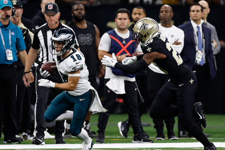 Eagles wide receiver Britain Covey was injured playing wide receiver in Week 3 against the New Orleans Saints.
