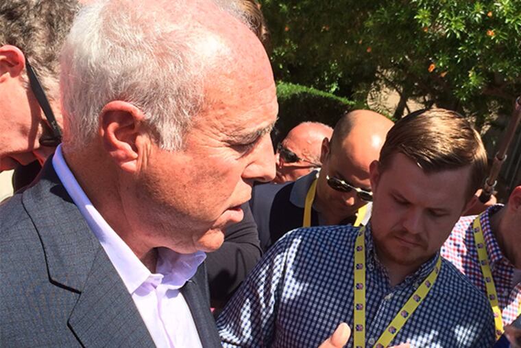 Eagles owner Jeffrey Lurie addresses reporters in Phoenix. (Les Bowen/Staff)