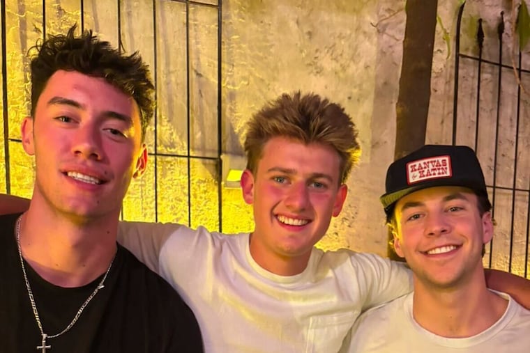 Left to right: Ryan Gorman, Garrett Nicholas, and Max Dungan outside of Barnaby’s in West Chester in September.