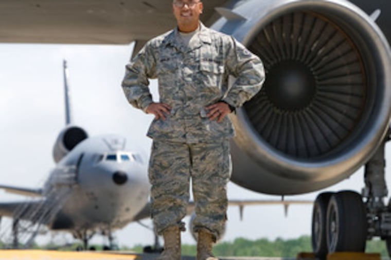 Tech Sgt. Peter Aguilar of Levittown is an air-cargo specialist;he helps drop supplies to ground units, some of them under fire. "It really feels like I save lives," he said.