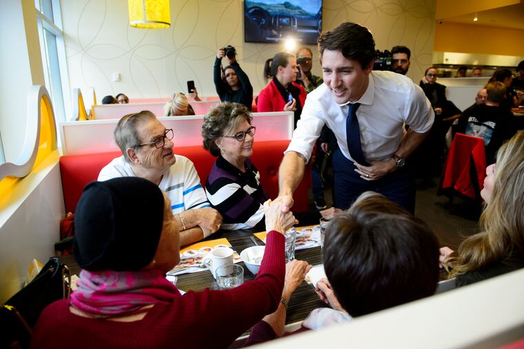Liberal leader Justin Trudeau makes a campaign stop in Terrebonne, Quebec on Thursday Oct. 17, 2019.
