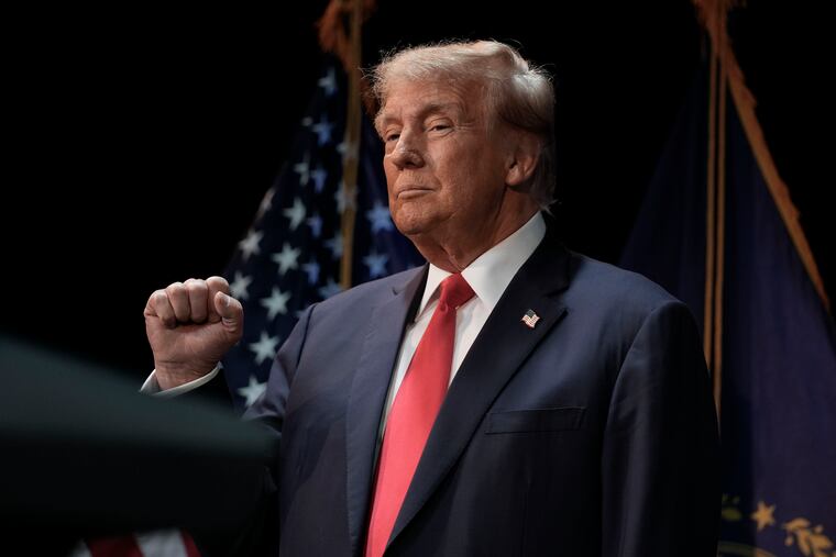 Republican presidential candidate former President Donald Trump during a campaign stop in Rochester, N.H., on Sunday, Jan. 21, 2024.