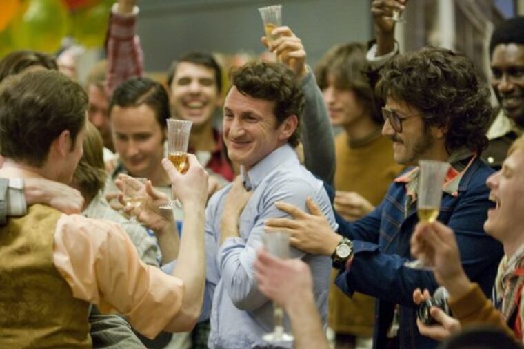 Sean Penn (center) stars in the real-life story of San Francisco gay rights activist Harvey Milk, who was assassinated 30 years ago this week.