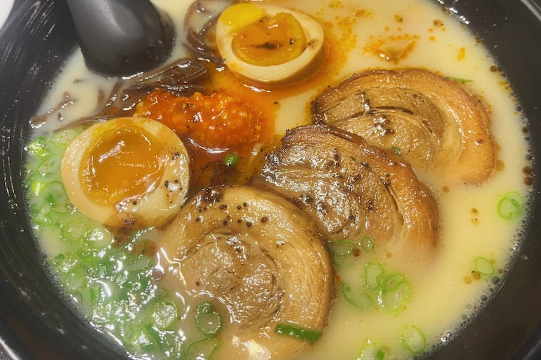 The Akamaru Modern Ramen from Momoyama Ramen & Hawaiian Grill, which has locations in Havertown and Willow Grove, Pa.