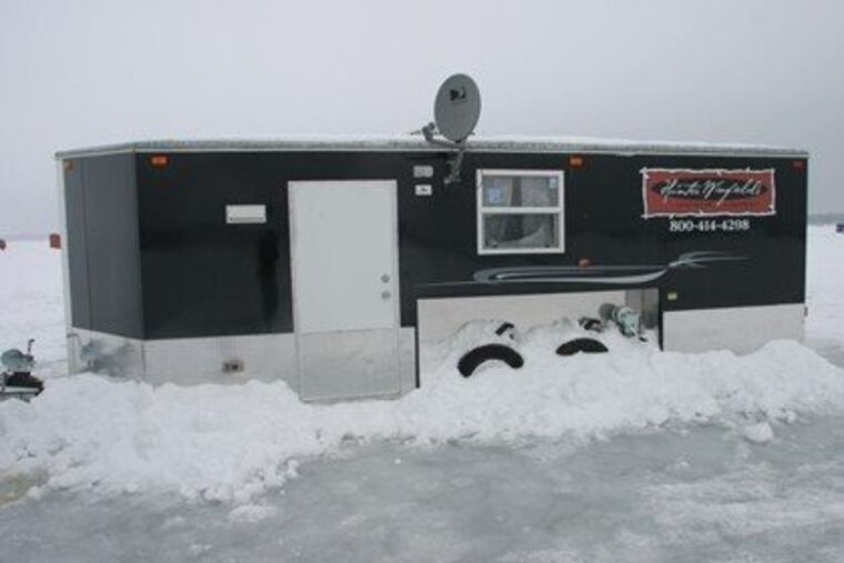 Book an ice castle with Direct TV and a fishing hole less than two hours from Minneapolis.