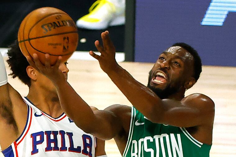 Kemba Walker and the Celtics block