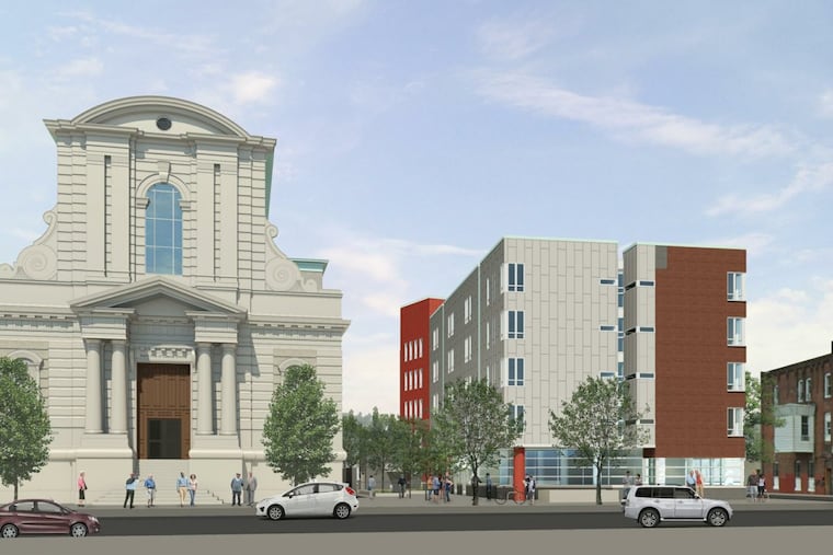 A view of the proposed plans, by Cecil Baker + Partners architects, for the proposed senior housing development next to the National Shrine of St. Rita of Cascia.