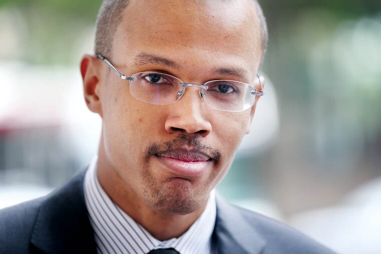 Chaka Fattah Jr. leaves the U.S courthouse in Philadelphia on August 14, 2014 after pleading not guilty. DAVID MAIALETTI / Staff Photographer