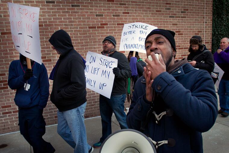 Philadelphia airport baggage handlers demonstrating last year.
