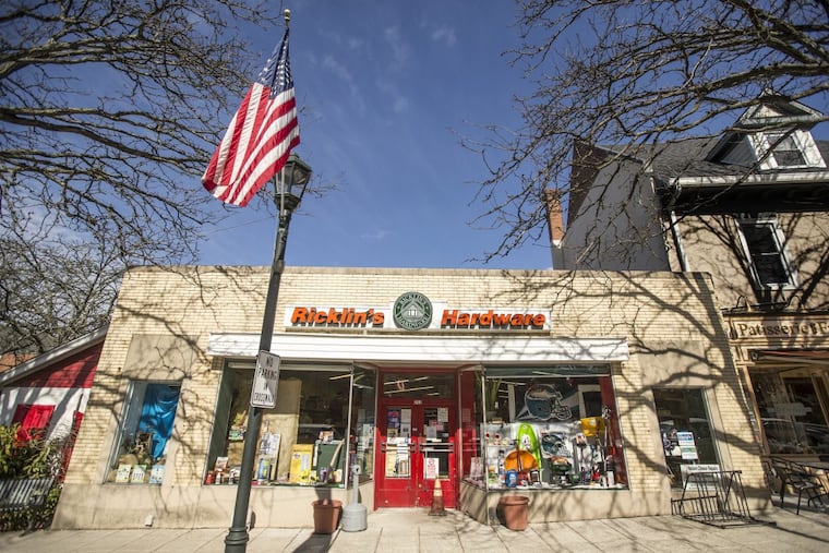 The exterior of Ricklin’s Hardware in Narberth.