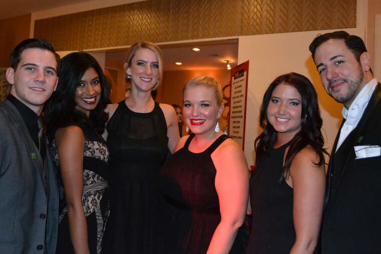 (From left) Rob Spatola, Alisha Sawant, Courtney O'Donnell, Katelyn Klama, Lauren Mickel, and Eric Alayon at the Donors are Heroes THE Party at the Four Seasons Hotel Philadelphia, where more than 400 attendees raised money for the Gift of Life Donor Program and its charitable supporting organization, the Transplant Foundation.