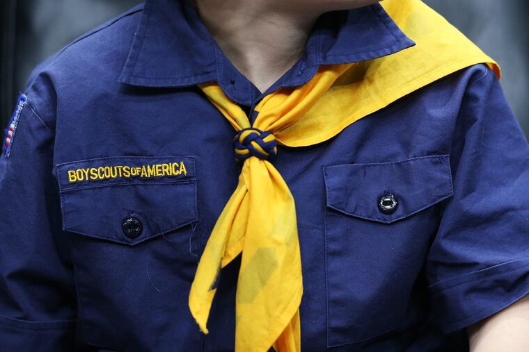 A person pictured wearing a Boy Scouts of America uniform in an undated photo.