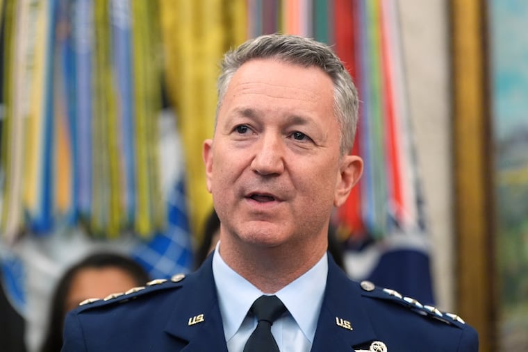 Gen. Dan Caine, chairman of the Joint Chiefs of Staff, speaks during a meeting about military families with President Donald Trump, in the Oval Office of the White House, Monday, Aug. 3, 2026, in Washington. Caine wrote in a letter to Sen. Elise Slotkin (D., Mich.) that there were no plans to deploy troops to the polls.