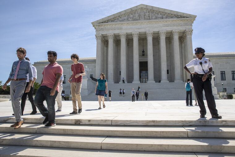 Visitors depart the Supreme Court early Monday, June 25, 2018. The justices are expected to hand down decisions this week as the court's term comes to a close.