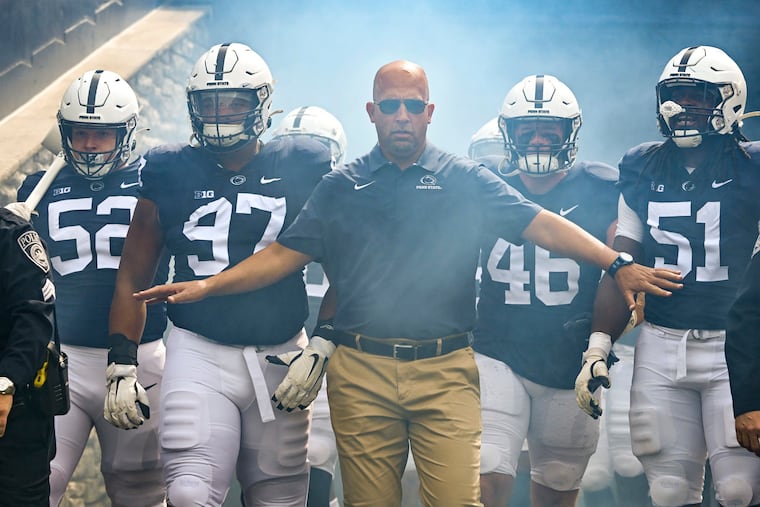 Penn State head coach James Franklin leads his team onto the field last week against Ohio.