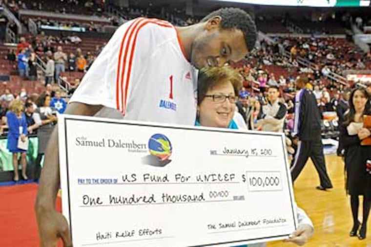 Samuel Dalembert donated $130,000 last week to UNICEF's relief effort in Haiti. (Clem Murray/Staff Photographer)