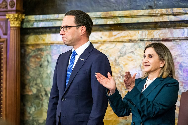 Senate President Pro Tempore Kim Ward (R., Westmoreland) applauds prior to Gov. Josh Shapiro's first budget address to a joint session of the state legislature Mar. 7 at the state Capitol in Harrisburg.