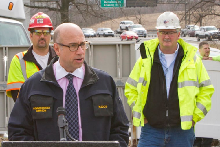 N.J. Transportation Secretary James Simpson speaks at the groundbreaking. (David M Warren / Staff Photographer)