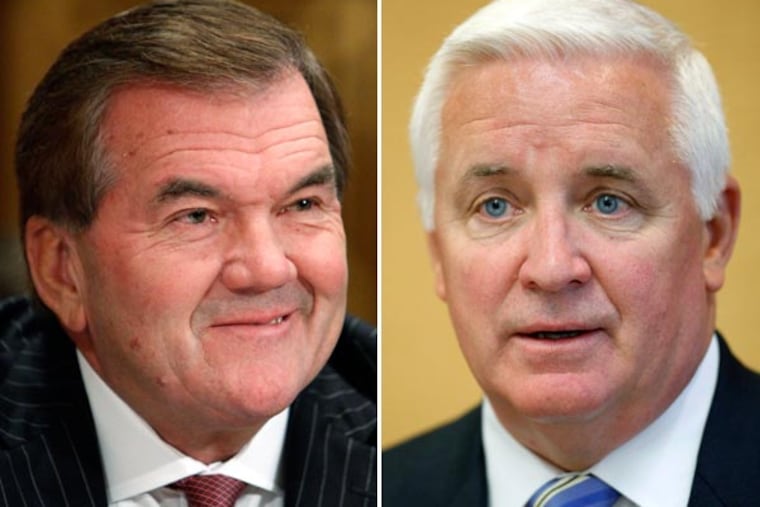Tom RIdge and Tom Corbett (AP Photo/Haraz N. Ghanbari and Matt Rourke)