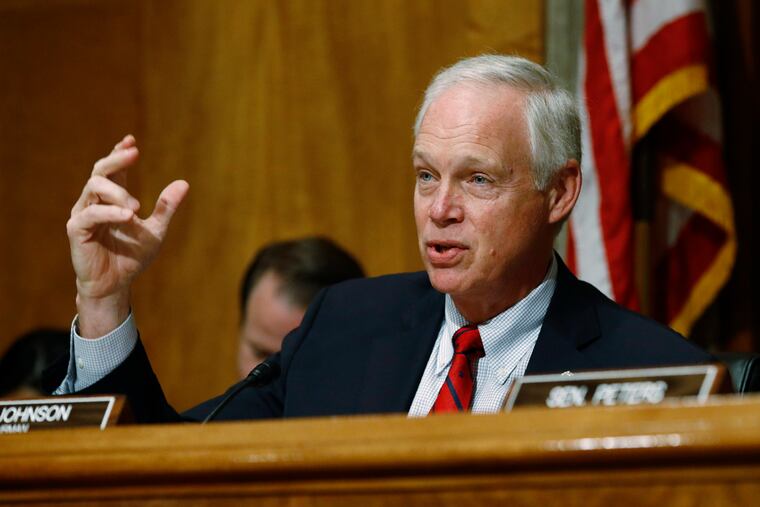 FILE - In this June 26, 2019 file photo, Sen. Ron Johnson, R-Wis., chairman of the Senate Committee on Homeland Security and Governmental Affairs, speaks during a hearing on border security, on Capitol Hill in Washington.