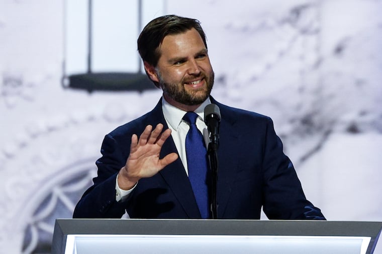 Republican vice presidential candidate JD Vance addresses the Republican National Convention in Milwaukee on Wednesday, July 17, 2024.