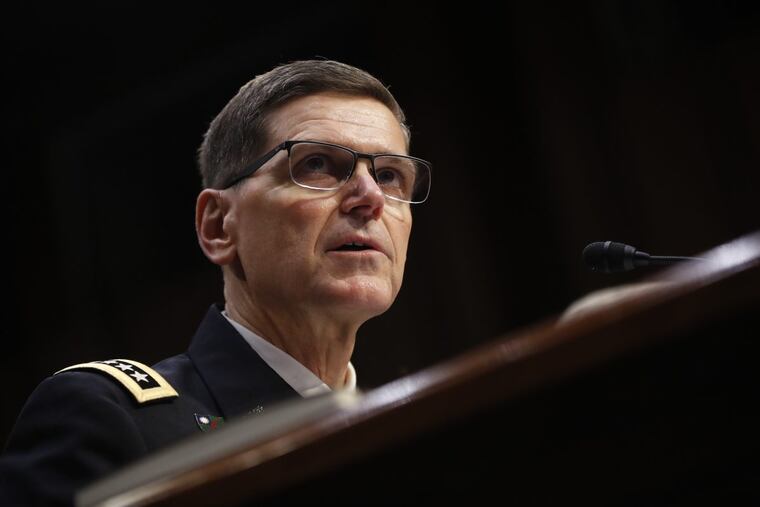 U.S. Central Command commander Gen. Jospeh Votel waits to speak to the Senate Committee on Armed Services on March 13.