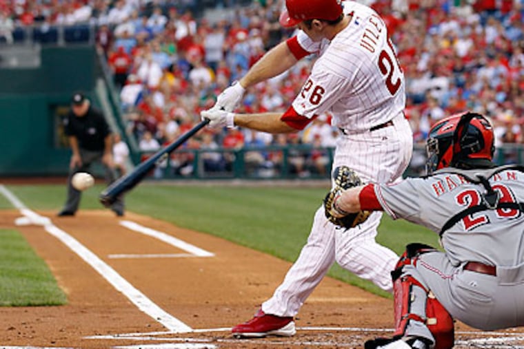 Chase Utley was the only Phillies starter who didn't get a hit in last night's 10-3 win over the Reds. (Yong Kim/Staff Photographer)