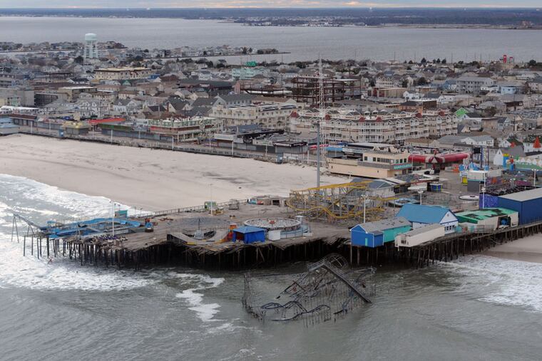 View Thursday, Nov. 1, 2012 of the damage Hurricane Sandy caused at Casino Pier amusement park in Seaside Heights, NJ. ( CLEM MURRAY / Staff Photographer )
