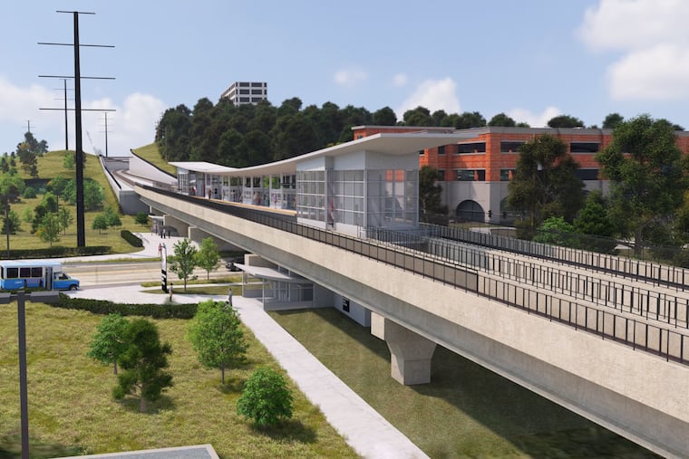 A rendering of SEPTA's Henderson Road Station along the proposed King of Prussia rail extension.