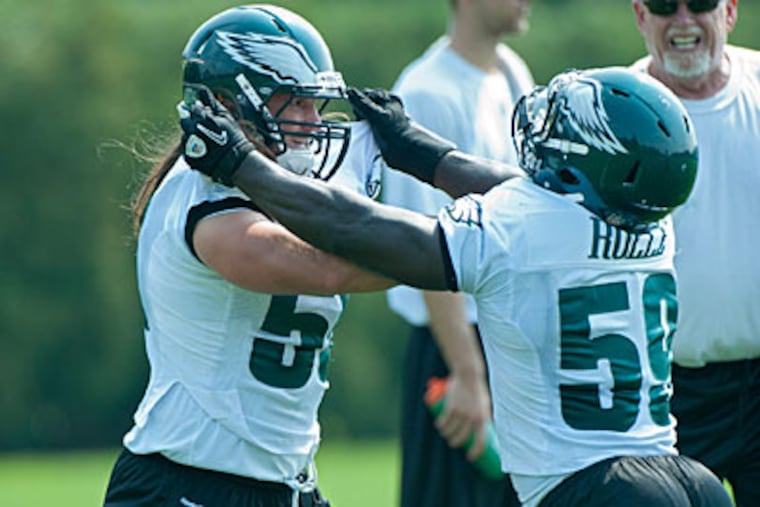Brian Rolle has replace Casey Matthews at weakside linebacker for Sunday. (Clem Murray/Staff Photographer)