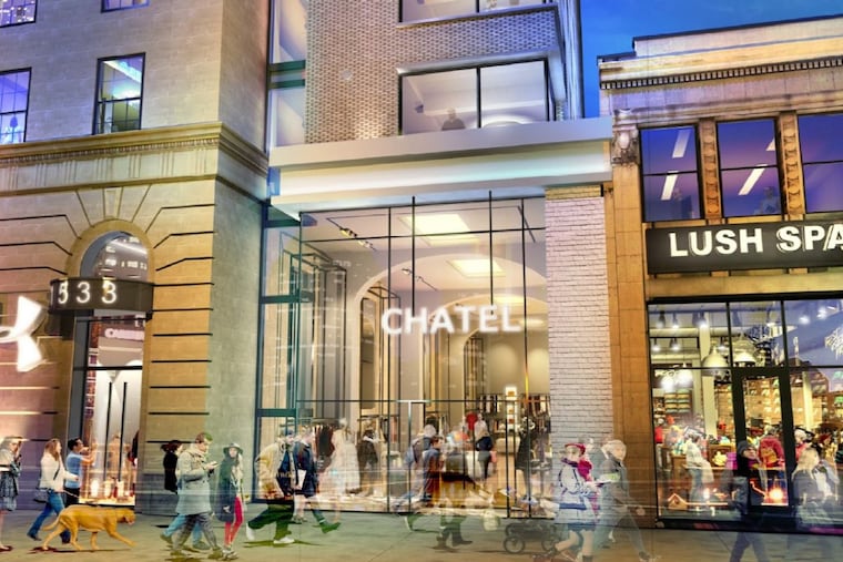 Artist's rendering of retail space at 1527 Walnut St. on the ground floor of the Beacon apartment building, to be occupied by men's store the Tie Bar.