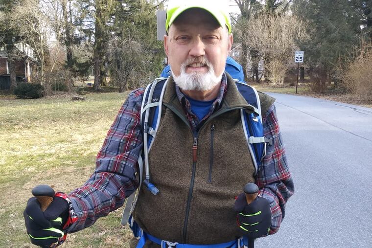 David Skalski hiking around his neighborhood.
