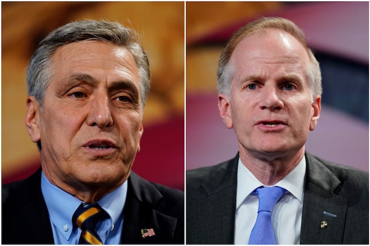 Former U.S. Rep. Lou Barletta, left, and former U.S. Attorney Bill McSwain, right, both Republican candidates for Pennsylvania governor.