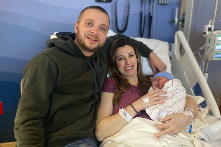 Owen Eugene Brewer, may be the first baby born in the Philadelphia area at St. Luke's Hospital's Anderson Campus in Easton. He arrived at midnight, at 6 pounds, 3 ounces, and 18 inches to parents, Nadia and Ethan Brewer.