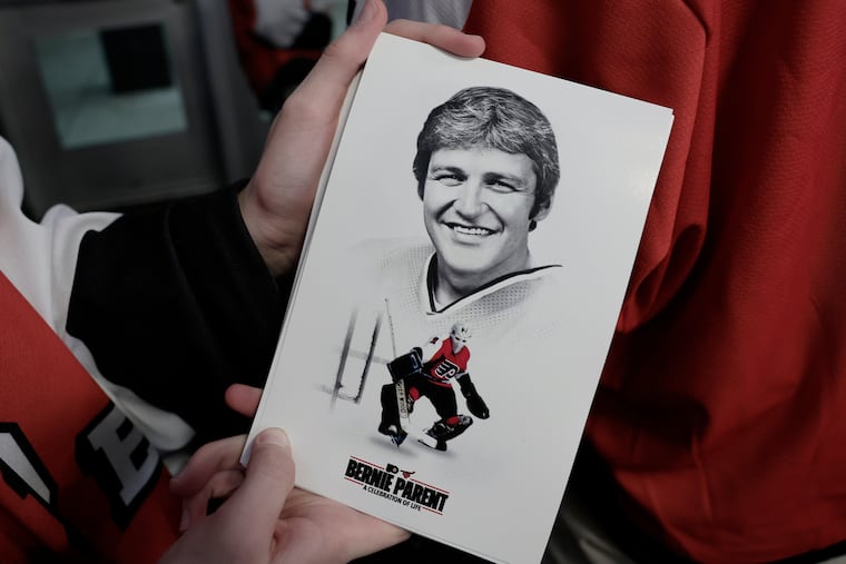 The portrait of Bernie Parent given out before his Celebration of Life ceremony at Xfinity Mobile Arena in Philadelphia on Friday