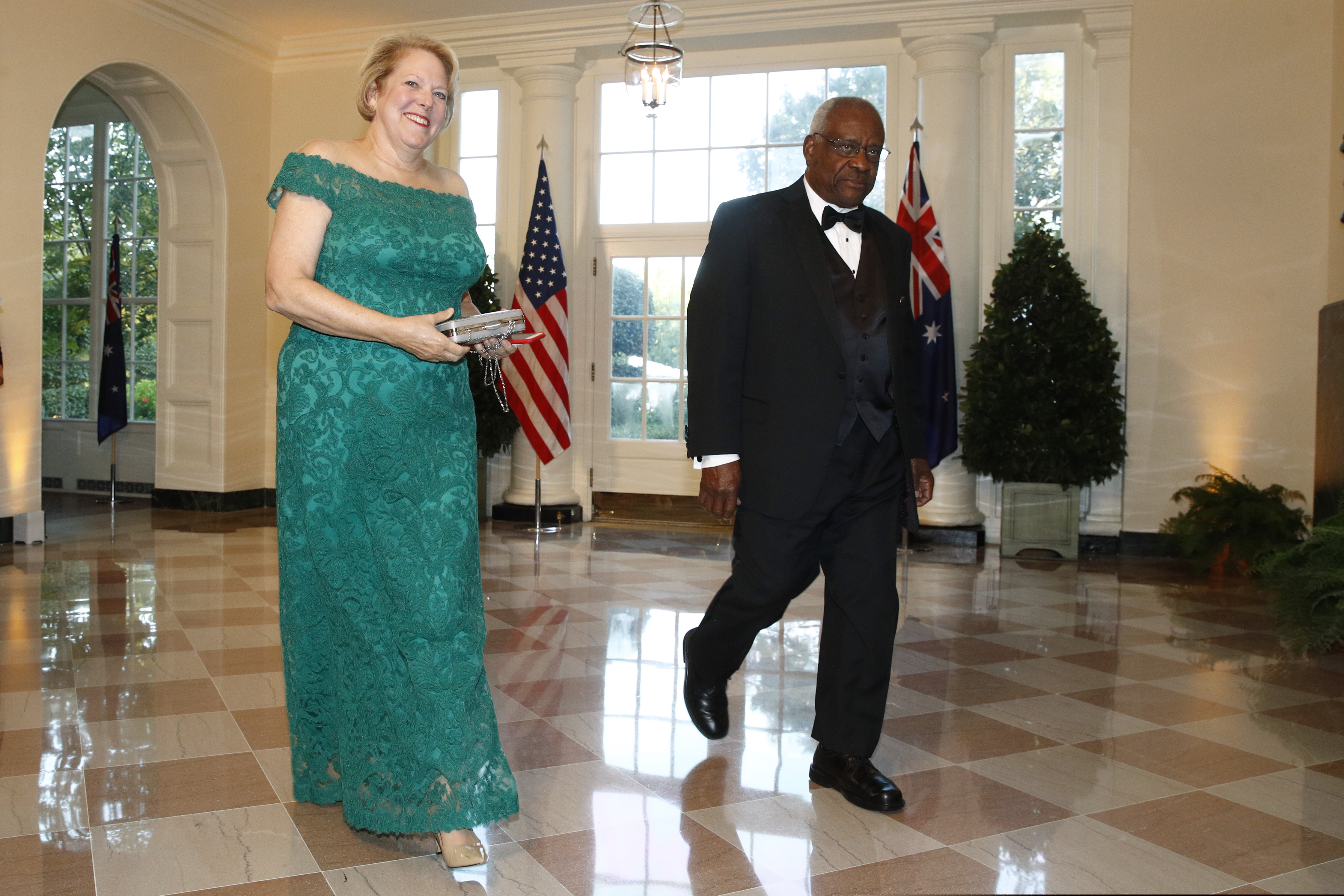 Supreme Court Associate Justice Clarence Thomas (right) and wife Virginia "Ginni" Thomas arriving for a State Dinner at the White House in September 2019.
