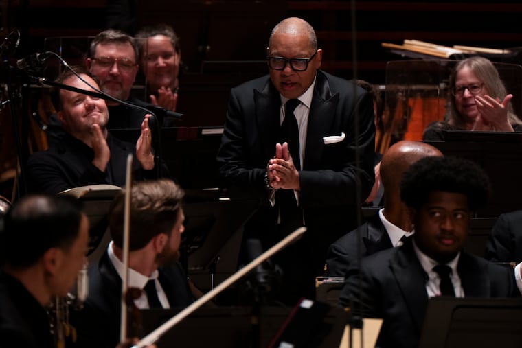 Wynton Marsalis Thursday in Marian Anderson Hall, where he performed with the Philadelphia Orchestra and the Jazz at Lincoln Center Orchestra.
