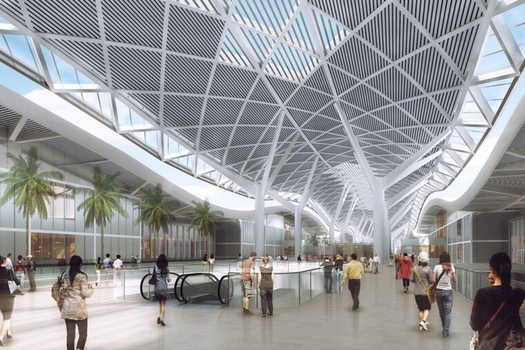 SMG, a facilities management firm in West Conshohocken, won a contract to manage the Shenzhen World Exhibition & Convention Center, shown in an architectural rending. It is is scheduled to open in China in 2019.