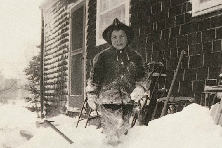 Portrait of the Snow Man at a young age. In this March 1956 photo, Louis Uccellini stands in the snow in the Bethpage neighborhood of Long Island. Philadelphia also got hit by that surprise storm.