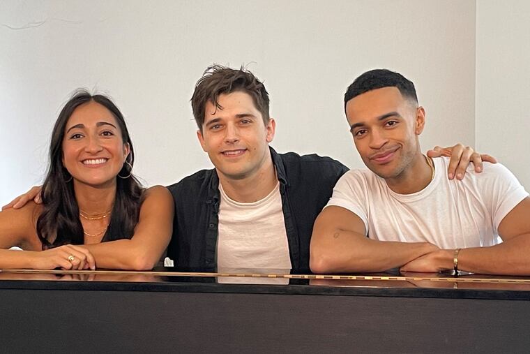 The cast of "Tick,Tick... Boom!" at the Bucks County Playhouse, June 23 through July 16: Krystina Alabado (from left), Andy Mientus, and Noah J. Ricketts.