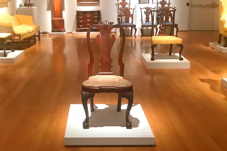 Bruce “Scoop” Cooper’s former mail chair, on public preview display in the Christie’s gallery the week before the auction.
