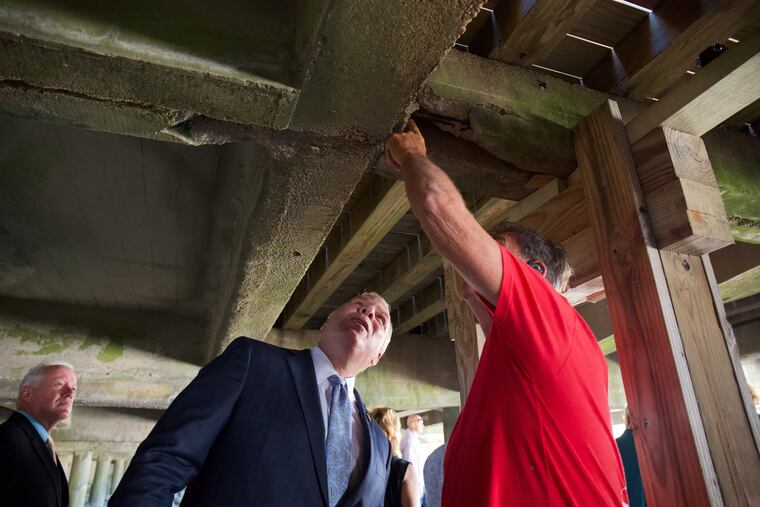 Senate President Steve Sweeney (left) takes tour of Wildwood boardwalk on Tuesday afternoon September 17, 2019.