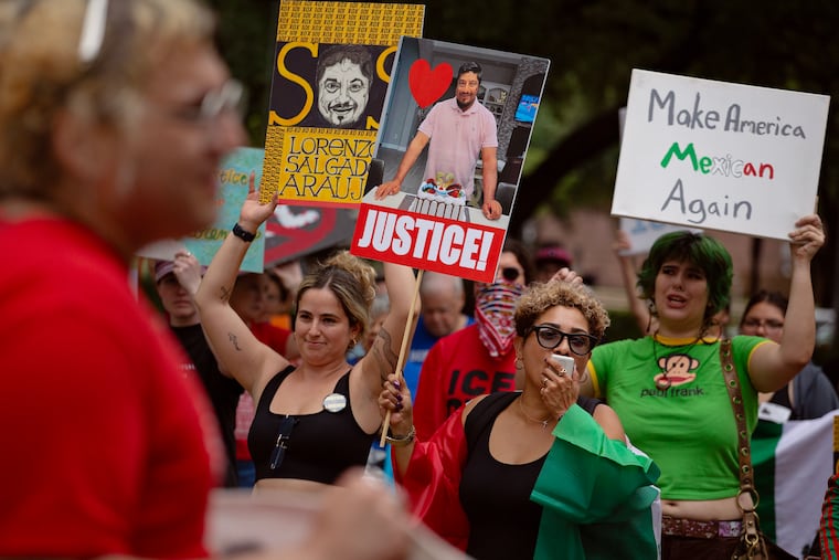 Protesters in Houston following the killing of Lorenzo Salgado Araujo last week.